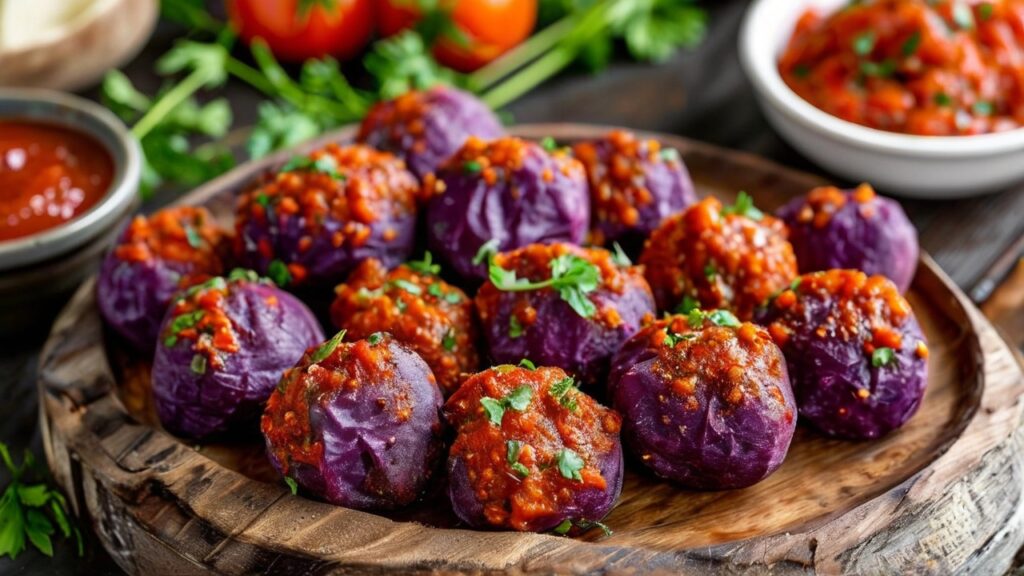 Purple Sweet Potato Meatballs