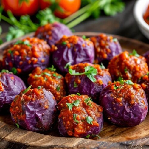 Purple Sweet Potato Meatballs