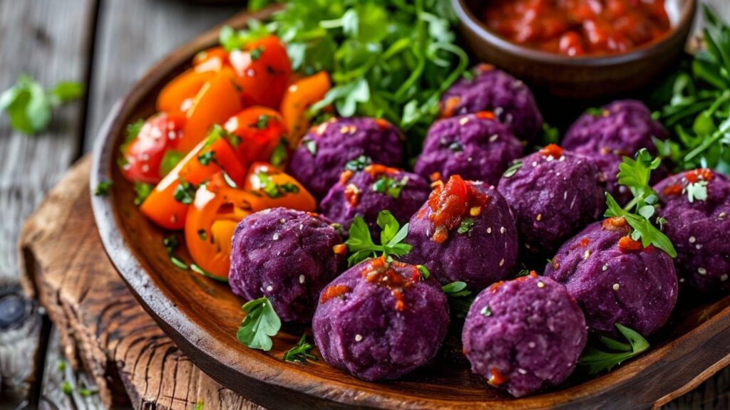 Purple Sweet Potato Meatballs