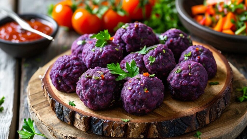 Purple Sweet Potato Meatballs